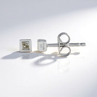 Cavill - Gerhodineerde 925 Sterling Zilveren Oorbellen - 2x I3 H Princess Diamanten 0.108 ct - Elegant Bezel Design - Dames Sieraden