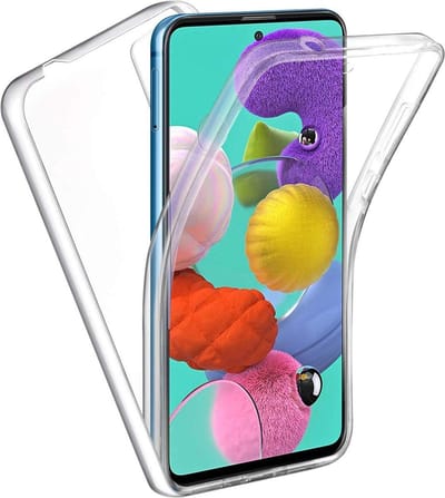 Hoesje geschikt voor Samsung Galaxy A51 - 360 Graden Case 2 in 1 Hoes Transparant + Ingebouwde Siliconen TPU Cover Screenprotector