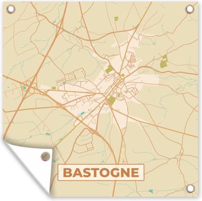 Tuin poster Stadskaart - Kaart - Vintage - Plattegrond - Bastogne - 200x200 cm - Tuindoek