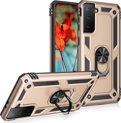 Hoesje Geschikt Voor Samsung Galaxy S21 Hoesje Geschikt Voor Samsung Galaxy S21 armor case Ring houder TPU backcover met Ring houder / Ring vinger houder / standaard - Goud