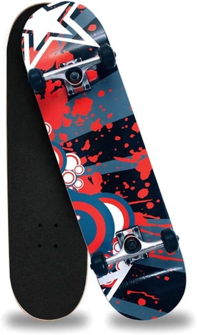 Compleet Skateboard - Pro Board - Stunts Uitvoeren - Dubbel Kick Design - 80 cm - D