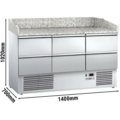 GGM Gastro Pizzakühltisch ECO - 1400x700mm - mit 6 Schubladen Zilver