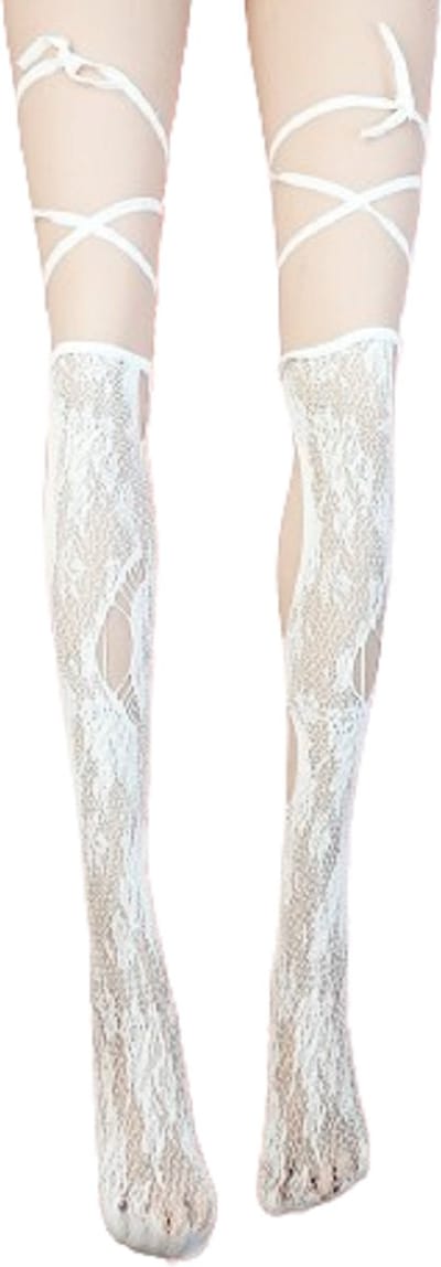 BamBella® - Erotische gaten gaas panty kousen dames - Sexy hoge sokken zwart