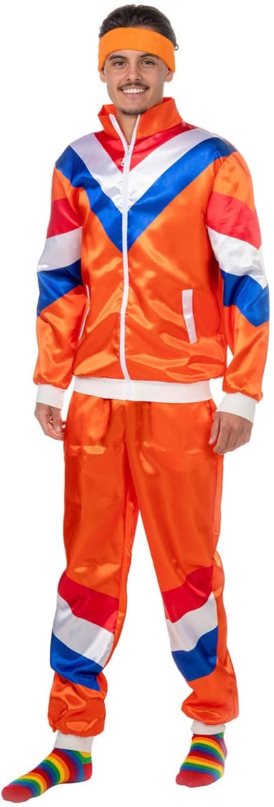 Fout trainingspak - retro - foute kleding - party outfit - Carnaval kostuum - dames - heren - 80s - Holland - oranje - Maat XS/S