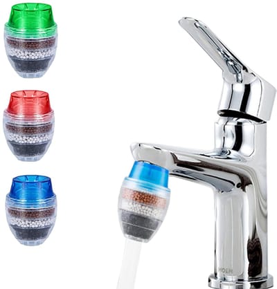 Kraanfilter - 3 stuks - Kraanwaterzuiveraar - Keukenkraanfilter - Actieve kool - Verwijdert chloorfluoride, zware metalen en hard water - Voor thuis, keuken en badkamer