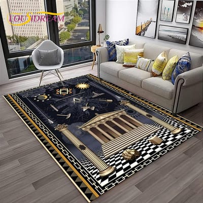 Ring Vrijmetselarij Illuminati Vrijmetselaars Tapijt Tapijt voor Thuis Woonkamer Slaapkamer Sofa Deurmat Decor,Kid Area Rug Antislip Vloermat 80*120cm