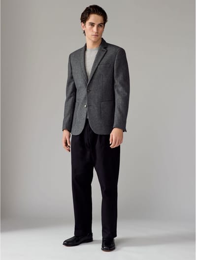 Next - Heren - Slim Fit - Blazer met visgraatmotief en hoog wolgehalte - Grijs