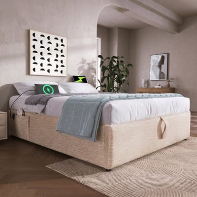 VVBV Gestoffeerd Opbergbed 160x200 cm - USB-C, Hydraulische Opbergruimte, Lattenbodem, Linnen, Massief Hout, Zonder - 456N