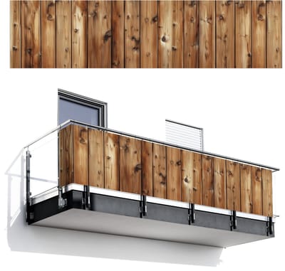 Balkonscherm 500x120 cm - Balkonposter Hout - Planken - Bruin - Balkon scherm decoratie - Balkonschermen - Balkondoek zonnescherm