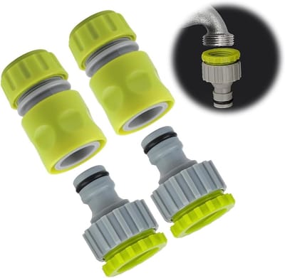 4-delige Wateraansluitadapterset voor Tuinslang - 1/2 Inch Aansluiting voor Buitenkranen, Ideaal voor Tuinonderhoud en Irrigatie