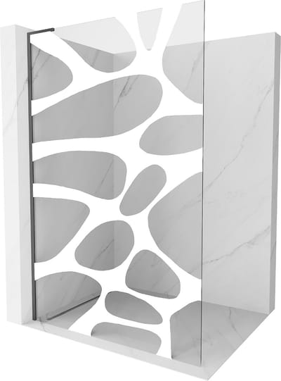 Mexen Kioto L Douchewand Walk-in 100 x 200 , witte golf, gun grey geborsteld - 800-100-103-66-97