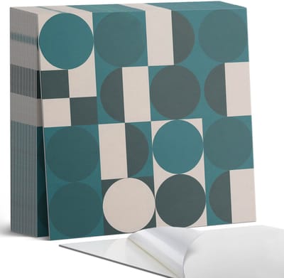 Coloray Plaktegels - Geometrie van vormen en vormen Zelfklevende Tegels - 20 cm x 20 cm - Turkoois Plaktegels - 20 stuks - Vierkant PVC Tegels - Plaktegels Badkamer - Plaktegels Vloer - Vinyltegels Vloer Zelfklevend - Wandtegel Zelfklevend