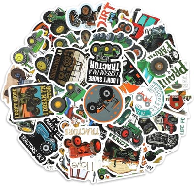 Dailygoods- Tractorstickers 60 stuks - Grappige voertuigen - Herbruikbare PVC-stickers - Knutselvrienden - Creatieve designs - Waterdicht materiaal