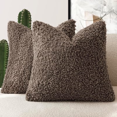 Set van 2 Decoratieve Kussenhoezen Sherpa Fleece Zacht & Cozy 40x40 cm
