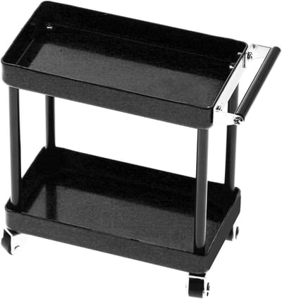 Mini Gereedschapswagen Werkplaats Opbergwagen voor Autoreparatie RC-auto Garagereparatie - Zwart - 2-Laags - Mobiele Werkplaats - 1/8 1/10 1/12