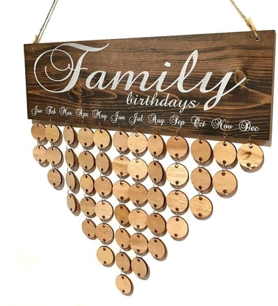 Dailygoods- Verjaardagstracker DIY - Houten Verjaardagskalender - Decoratieve Muurdecoratie - Belangrijke Data - Cadeau voor Verjaardag/Jubileum - Natuurlijk Hout en Jute Touw