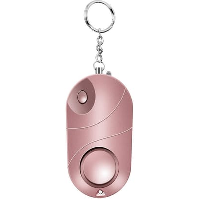 Alarme personnelle, son de sécurité, auto-défense d'urgence, porte-clés de garde de loup pour femmes, lampe de poche LED pour femmes et filles rose