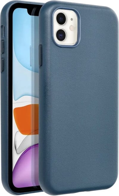 Casify Leren Hoesje geschikt voor MagSafe iPhone 11 Hoesje - Donkerblauw
