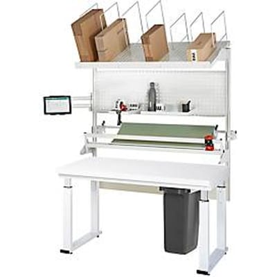 Rau verpakkingstafelsysteem 06 Werkbank serie adlatus 600, B 1500 x D 900 x H 740-1140 mm, HPL blad, tot 600 kg