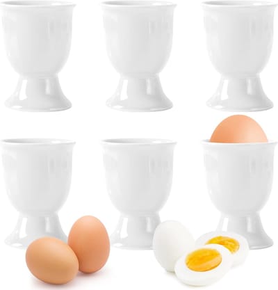 Set van 6 kleurrijke keramische eierdopjes voor een perfect gekookt ei