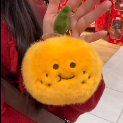 Kawaii Afpelbare Sinaasappel Pluche Speelgoed Zacht Simulatie Voedsel Sleutelhanger Rugzak Hanger Cartoon Pop Cadeau voor Kinderen oranje