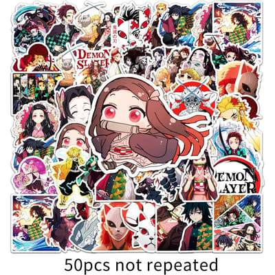 50PCS Nouveau Anime Demon Slayer Dessin Animé Dernier Graffiti Autocollant Créatif Guitare Ordinateur Autocollant Imperméable Haute Qualité brown
