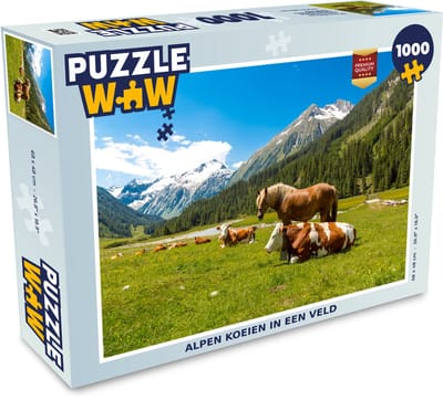 Puzzel Koeien - Paarden - Alpen - Legpuzzel - Puzzel 1000 stukjes volwassenen