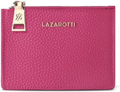 Lazarotti kaarthouder Bologna Leather Zip Etui 4 Card Slots Hot Pink roze