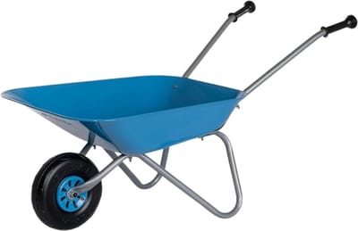 TIM® Kruiwagen Kind - Kruiwagen Speelgoed - Tuingereedschap Kind - Blauw/Zilver - ‎50cm x 38cm x 13cm
