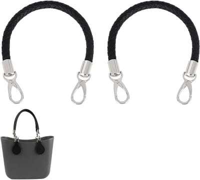 Leren schouderriemen 40 cm met zwarte handgrepen en draaibare metalen haken voor tassen en portemonnees