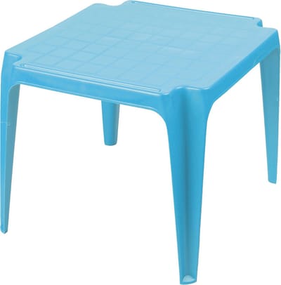 Sunnydays Kindertafel - blauw - kunststof - buiten/binnen - L56 x B51 x H44 cm - Bijzettafels