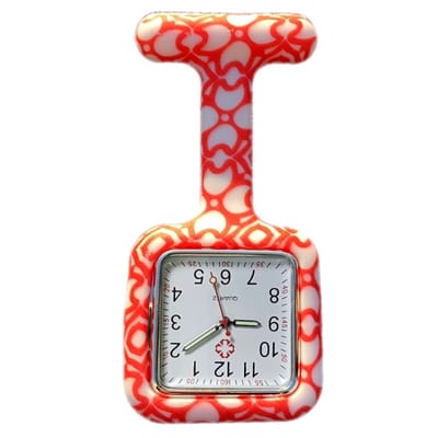 Fako® - Verpleegstershorloge - Zusterhorloge - Verpleegster Horloge - Siliconen Vierkant Print - Rood Patroon