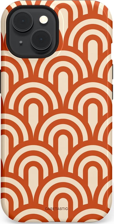 Casetastic hoesje geschikt voor Apple iPhone 15 - MagSafe - Dubbellaagse bescherming - Oranje Bogen Parade - Fashion Case - Terracotta Crème