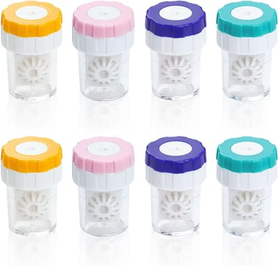 8-delige Set Contactlens Reinigingscontainers, Handmatige Houder voor Contactlenzen, Draagbare Lenshouder voor Dagelijks Gebruik, Multikleurige Optie