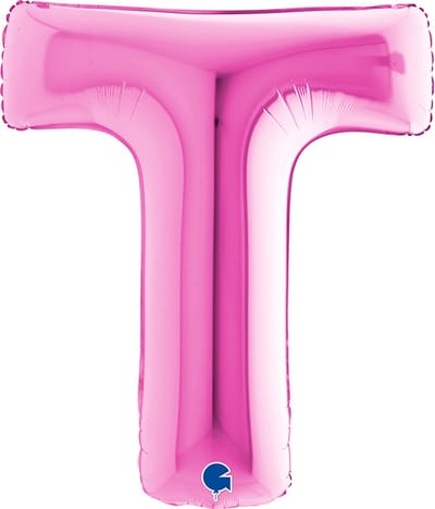 Folieballon 100cm letterT - fuchsia roze