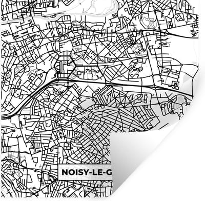 Muurstickers - Sticker Folie - Stadskaart - Plattegrond - Kaart - Frankrijk - Noisy-le-Grand - Zwart wit - 100x100 cm - Plakfolie - Muurstickers Kinderkamer - Zelfklevend Behang XXL - Zelfklevend behangpapier - Stickerfolie