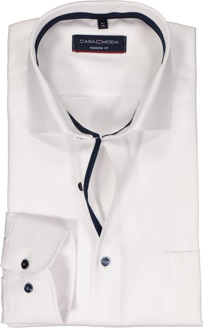 CASA MODA modern fit overhemd - dobby - wit - Strijkvrij - Boordmaat: 43 (EU maat: XL)