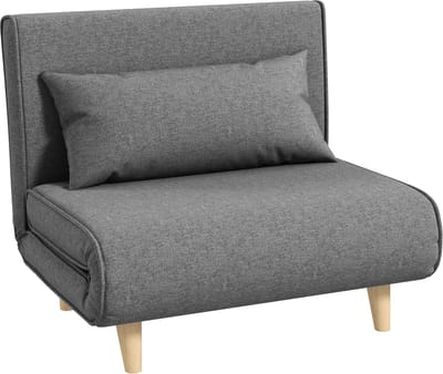 HOMCOM Slaapbank - 95x95x80 cm - Eenpersoons bank klein - Opklapbank - Verstelbare rugleuning - Scandinavisch design - Grijs