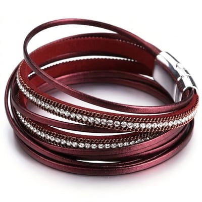 Rode Wikkel armband voor dames met Strass Steentjes – Elegant & Verstelbaar Design voor vrouwen