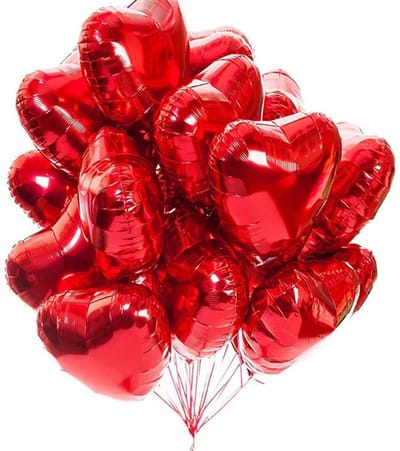 Dailygoods- Hartvormige Ballon - 20 Stuks - Heliumballon - Bruiloft/Folieballon - Voor Verjaardag/Valentijnsdag - Afmeting 45 cm - Folieballonnen