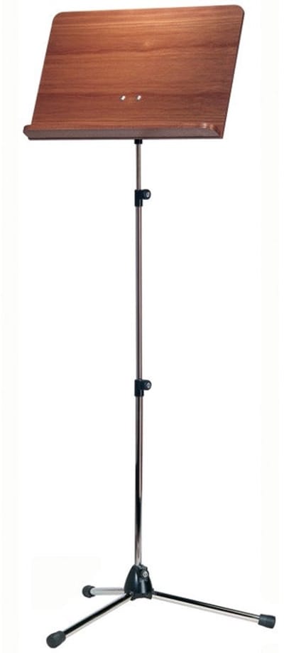 Konig & Meyer 11841 XXL chromen muziekstandaard met walnoot blad