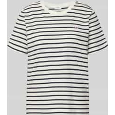 s.Oliver - female - Gestreept tricot T-shirt met hartjesborduursel