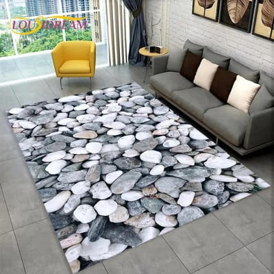 3D stenen voetafdruk strand kiezels gebied tapijt, tapijt tapijt voor thuis woonkamer slaapkamer bank deurmat keuken decor antislip vloermat 50x80cm20x32in