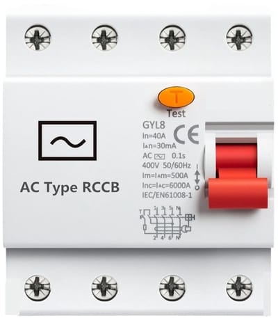 Aardlekonderbreker 3 fasen - Differentiaalautomaat RCD - Elektrische beveiliging - Elektromagnetisch type AC - 4P 40A 100mA