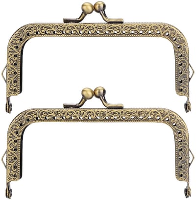 BRENZOOS- Portemonnee Frame - 2 Stuks Antiek Brons - Retro Reliëf - Metalen Portemonnee Sluiting - Lichtgewicht - Eenvoudig te Installeren