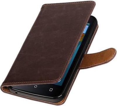 Zakelijke Book Case Telefoonhoesje Geschikt voor de Huawei Y560 - Portemonnee Hoesje - Pasjeshouder Wallet Case - Mocca