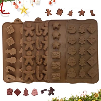 Allecto - Chocoladevormen - IJsblokjesvormen - Herbruikbaar en flexibele siliconen - Bruin - Perfect voor Kerstmis - Maak heerlijke snoepjes - Gesc...