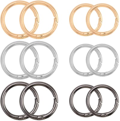 Dailygoods- Karabijnhaak Ronde - 12-delige Set - Roestvrij Staal - Sleutelhanger - DIY Tasringen - Corrosiebestendig - Verkrijgbaar in 3 Kleuren - Snaphaak