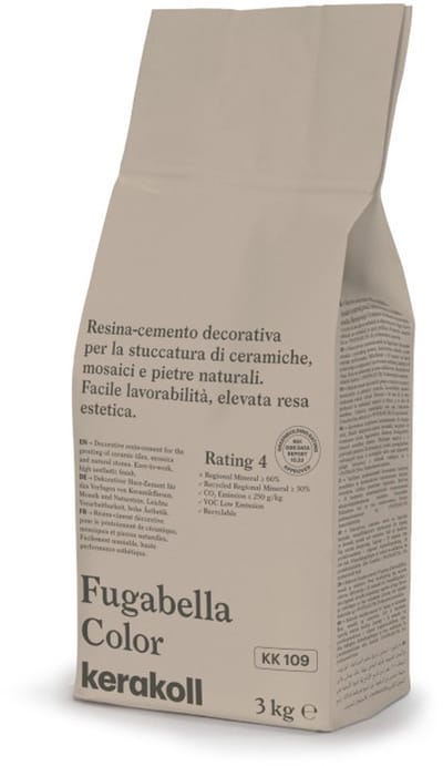 Kerakoll Fugabella Voegmiddel KK109 - Kleur 109 Licht Bruin - 3 kg Voegmortel voor Tegels & Natuursteen - Verkrijgbaar in 50 Kleuren - Greenbuild rating 4
