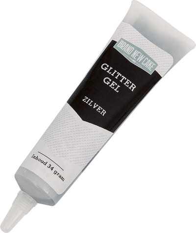 BrandNewCake® Schrijftube Glittergel Zilver 34gr - Taartdecoratie - Taartversiering
